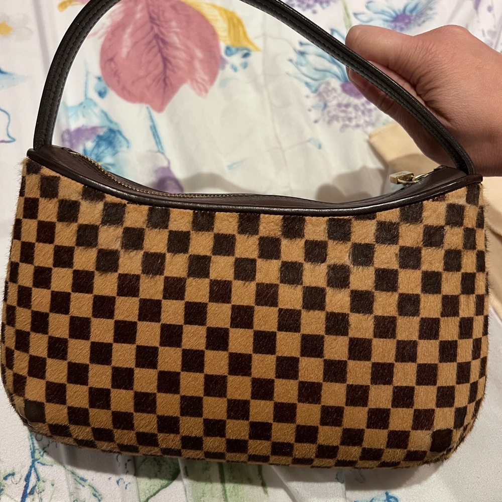 Brown Checkerboard Shoulder Bag